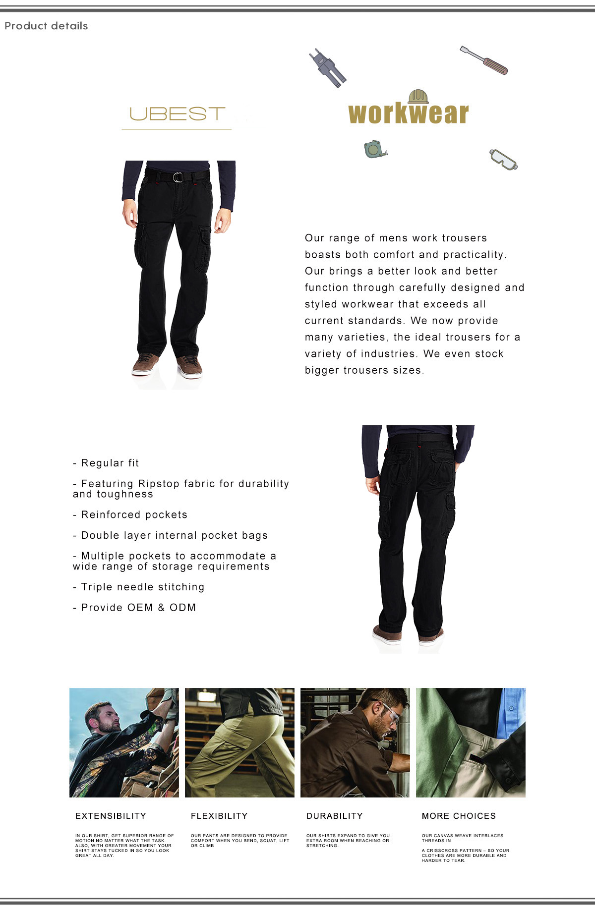 Men Black Cargo Pants