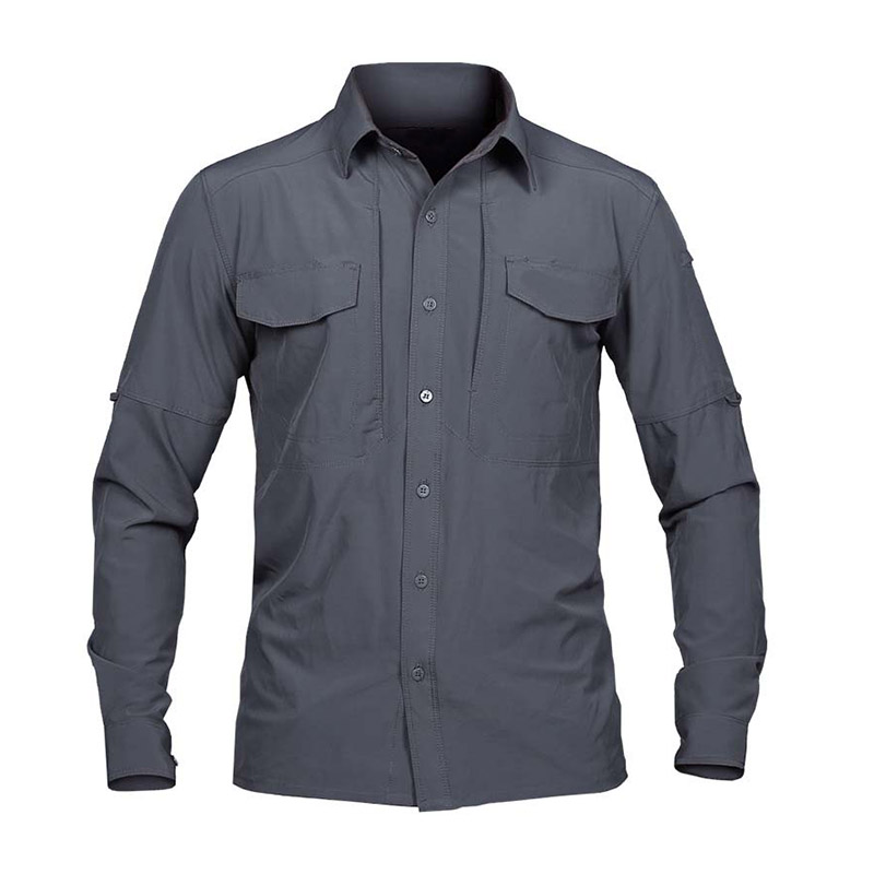 Men Long-Sleeve Woven Cargo Shirt