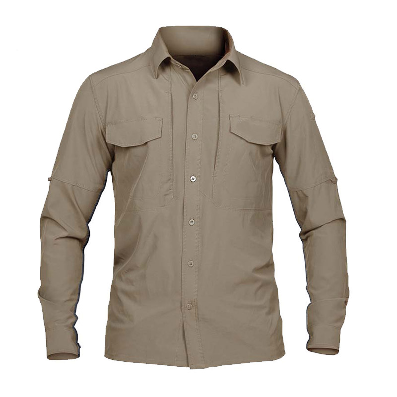 Men Long-Sleeve Woven Cargo Shirt